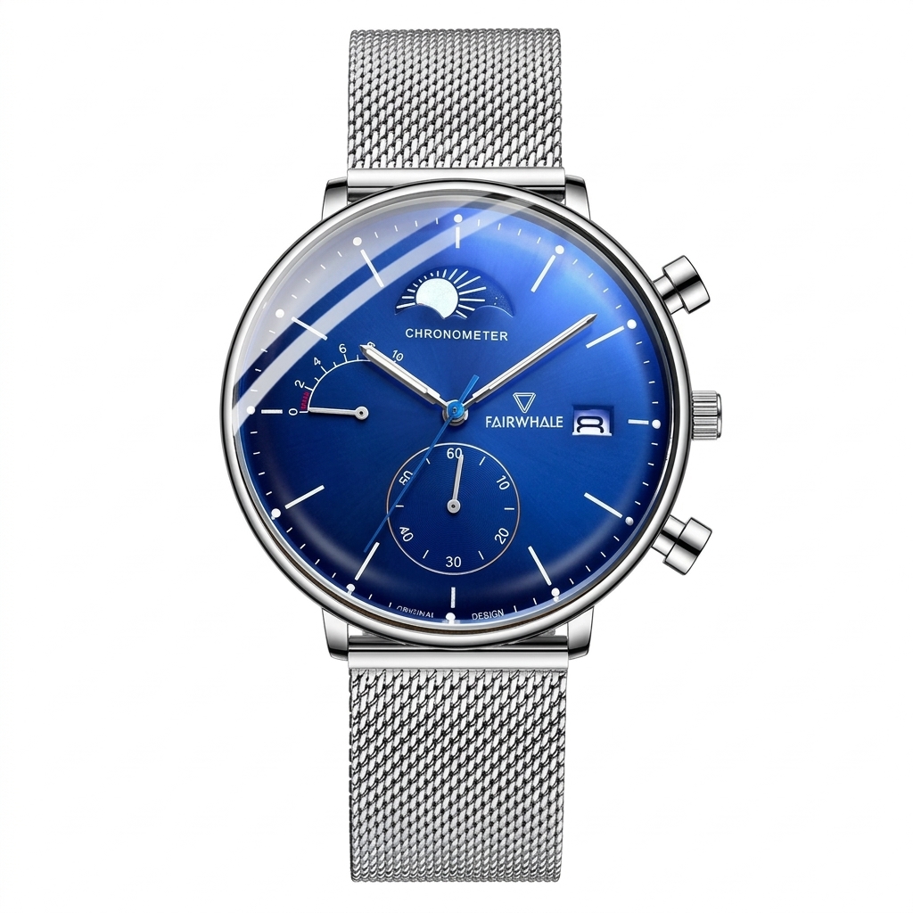 Mark Fairwhale Moon Phase Chro - Stainless Mesh Band ulasan dan harga