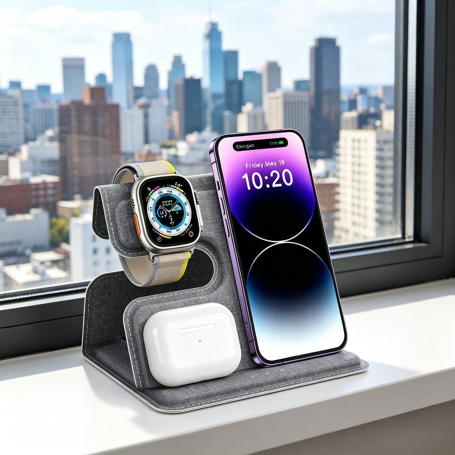 Desktop 3 in 1 Wireless Charge - Watch Charger Cable ulasan dan harga
