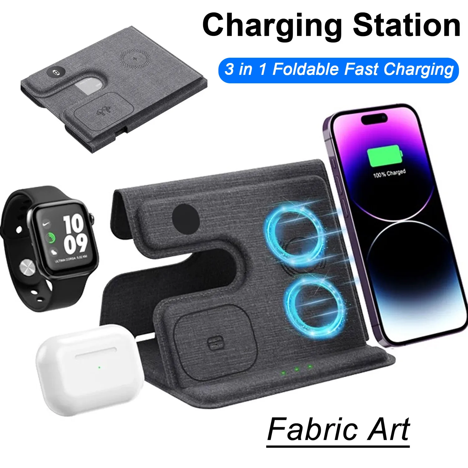 Desktop 3 in 1 Wireless Charge - Watch Charger Cable ulasan dan harga