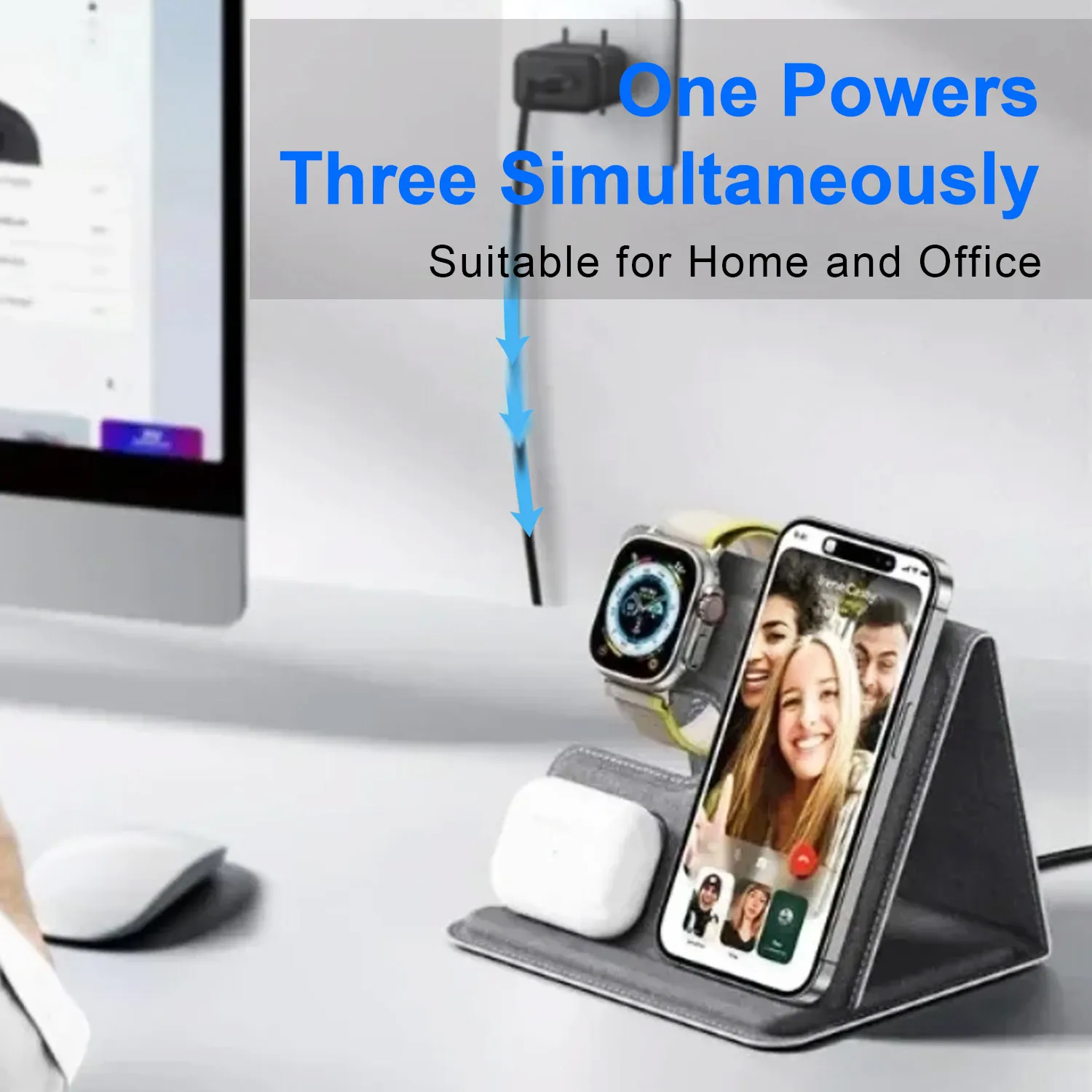 Desktop 3 in 1 Wireless Charge - Watch Charger Cable ulasan dan harga